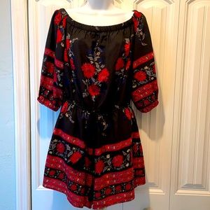 3/4 Sleeve Floral Elastic Romper